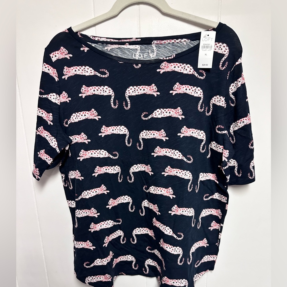 NWT- LOFT Cheetah Print Tee - Size XL